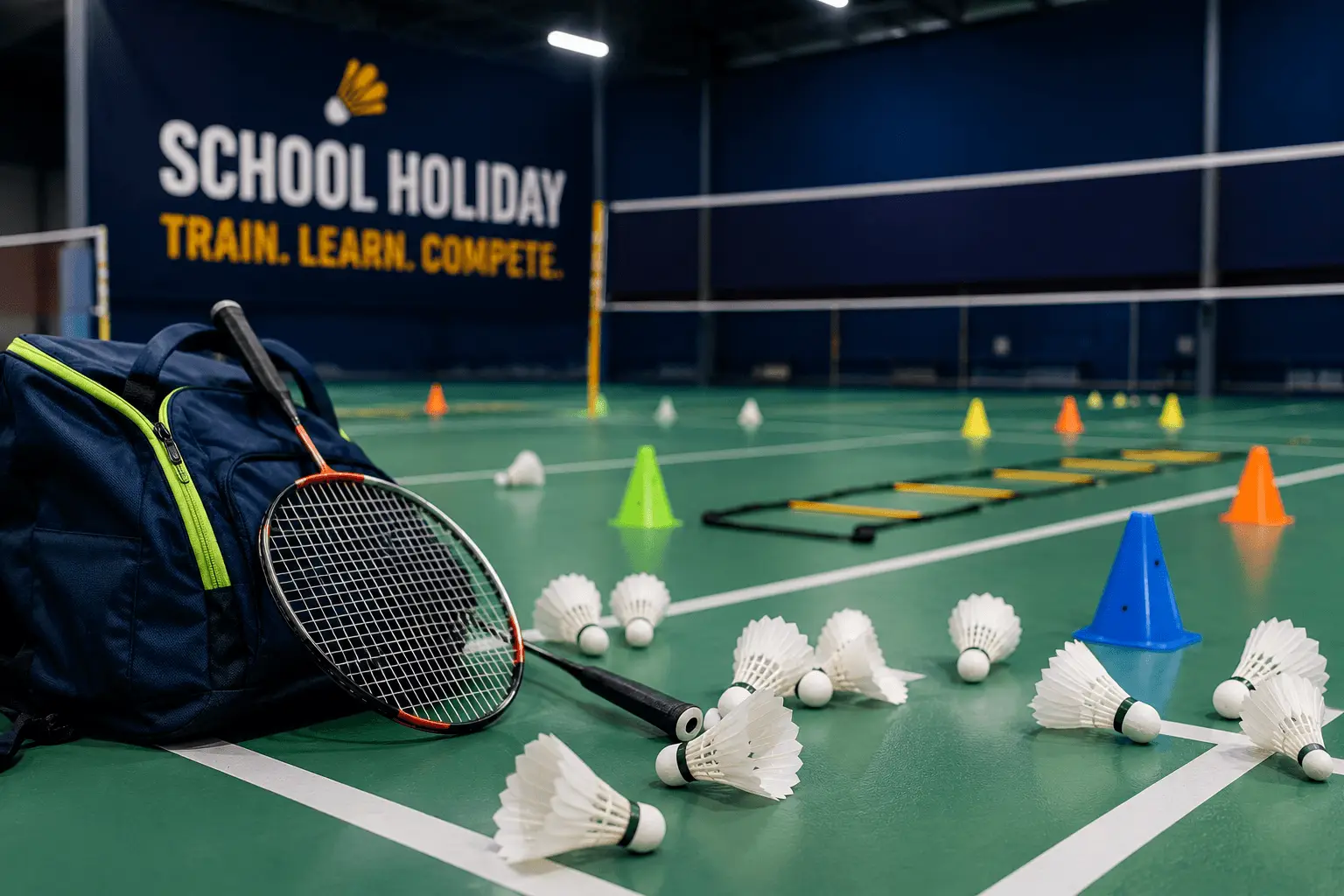 School Holiday Badminton Camp training activities at Pro Badminton Academy